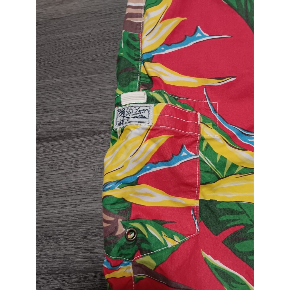 Polo Ralph Lauren Men's Red Birds of Paradise Floral Cargo Swim Trunk Size 38-40 - Picture 2 of 7